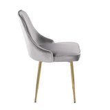 Marcel - Dining Chair (Set of 2) - Gold Frame And Silver Velvet Fabric