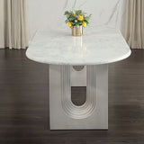 Zayn - Dining Table - White Natrual Marble Top & White