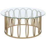 Round Glass Top Table With Polished Metal Base