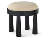 Larea - Linen Textured Fabric Ottoman - Black Base