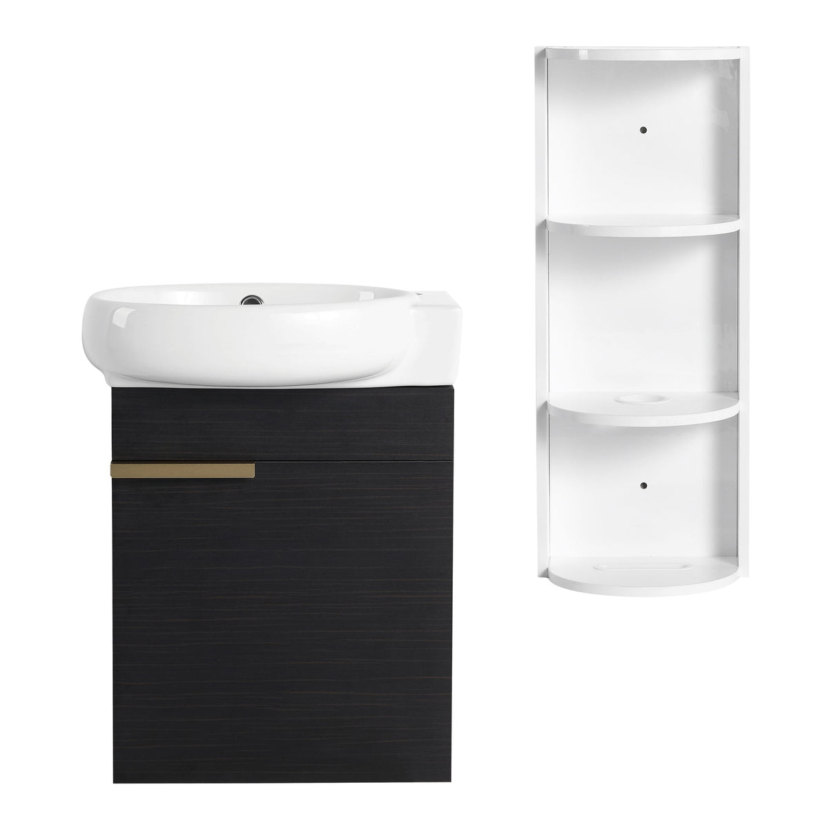 Wall Mounted Bathroom Vanity With Sink And Storage Rack, Soft Close Doors