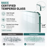 Semi-Frameless Pivot Shower Door With Adjustable Width, Reversible Installation