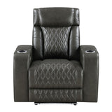 Taddeo - Power Motion Recliner With Power Headrest, USB, Wireless Charger & LED - Dark Gray