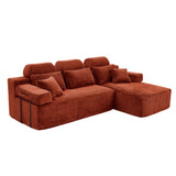 Sectional Sleeper Sofa & Storage Pockets, Modular Couch With Throw Pillows For Living Room