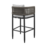 Alegria - Outdoor Patio 5-Piece Bar Table Set In Aluminum With Gray Rope And Cushions
