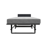 Modern Metal Folding Bed Frame With Foam Mattress, Easy Storage & Mobility - Black