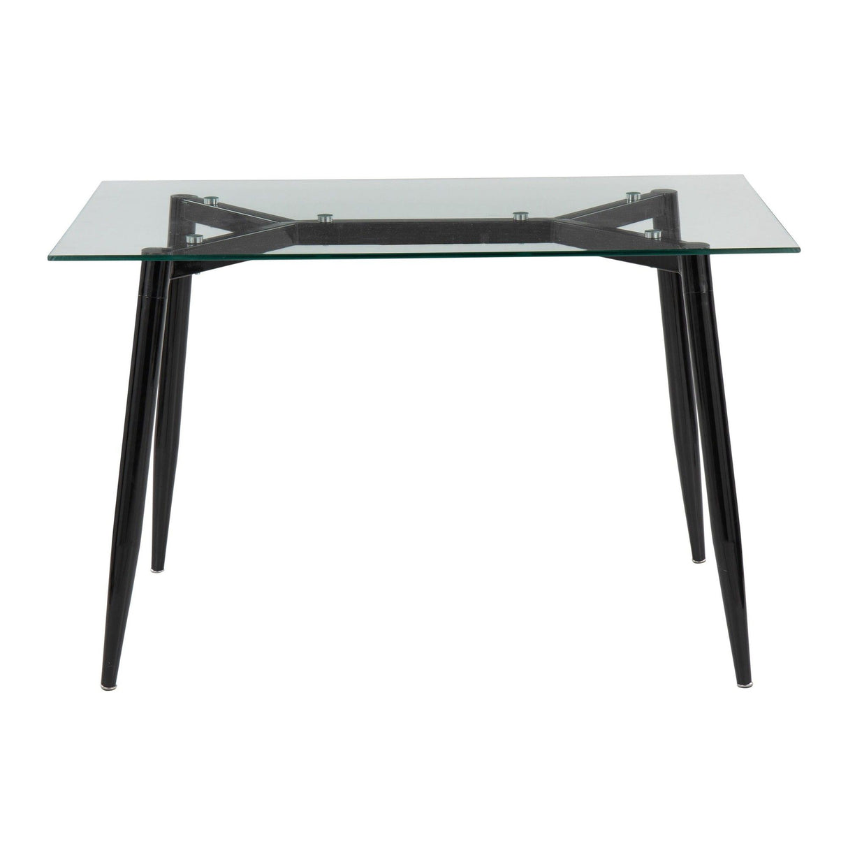 Clara - Contemporary Table - Black Metal With Clear Tempered Glass Top