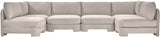 Hammond - Velvet Performance Fabric Upholstered 6 Piece U-Shaped Armless Sectional