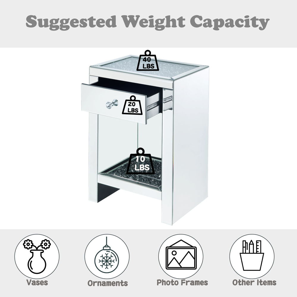 Noralie - 26"H Accent Table - Mirrored & Faux Diamonds