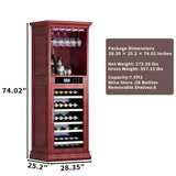 Single Zone Wine Cooler With Tempered Glass Door LED Lighting, 56 Bottle Capacity, Touch Screen Control - Cherry