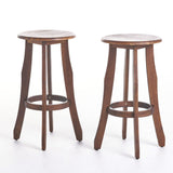 Primrose - Outdoor Acacia Wood Barstools With Foot Rest, (Set of 2) - Dark Brown