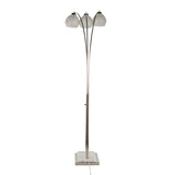 Willow - Crystal Metal Floor Lamp - Polished Nickel, White Marble, Clear Crystal