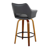 Mustang - 26" Fixed-Height Counter Stool With Swivel - Walnut Wood (Set of 2)