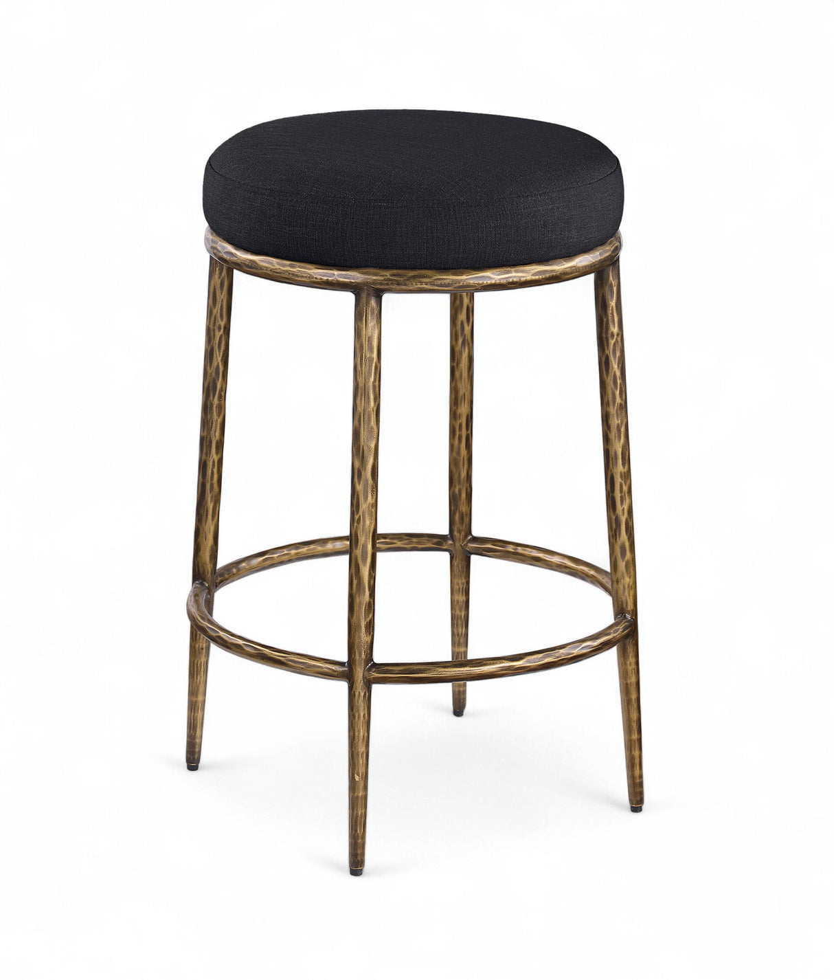 Ferro - Upholstered Backless Counter Stool With Brushed Gold Base