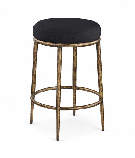 Ferro - Upholstered Backless Counter Stool With Brushed Gold Base