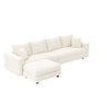 Plush Corduroy 4 Seat Sofa With Soft Pillows And Movable Ottoman