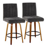 Hannah - 26" Fixed-Height Counter Stool With Swivel And Round Black Metal Footrest (Set of 2) - Walnut Wood
