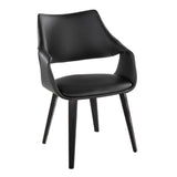 Curvo - High Back Upholstered Chair (Set of 2) - Black Wood Legs