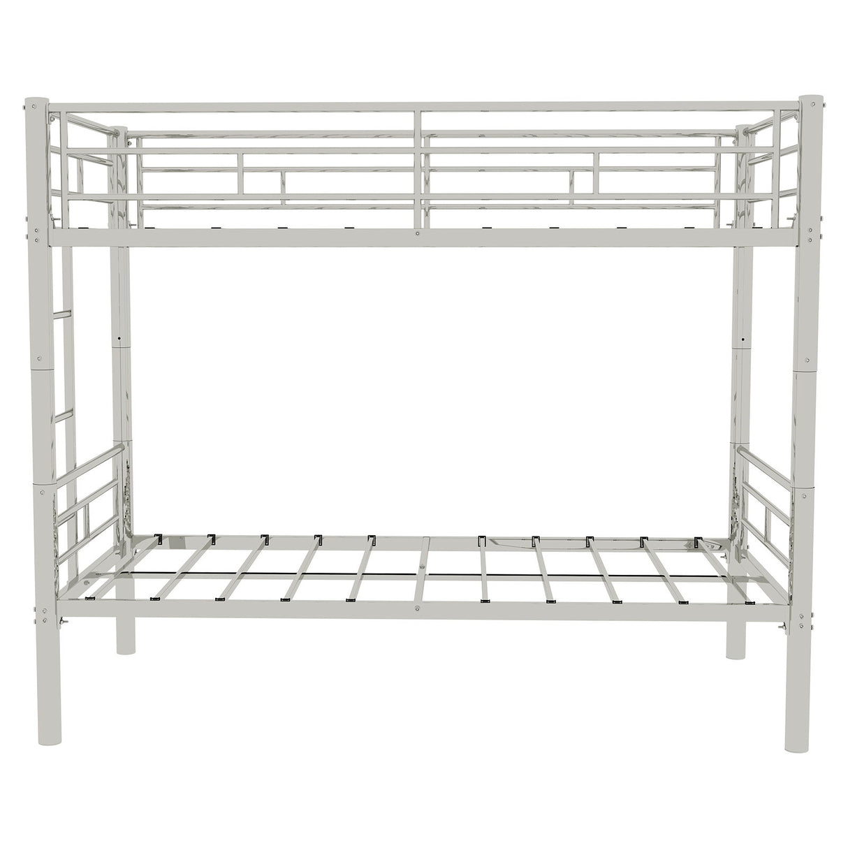 Metal Bunk Bed For Kids, Convertible Bedframe With Ladders & Guardrail