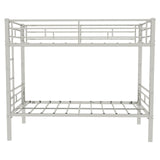 Metal Bunk Bed For Kids, Convertible Bedframe With Ladders & Guardrail