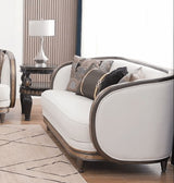 HD-9043 - Loveseat - White / Brown / Gold