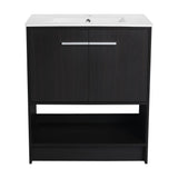 Modern Bathroom Vanity With Ceramic Sink, Freestanding Cabinet, Soft Closing Doors