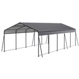 Metal Carport 13 X 26.5 Ft Heavy Duty With Galvanized Steel Roof Metal Garage Canopy With Galvanized Steel Roof & Frame Car Tent Outdoor Storage Shed For Car Boats And Truck - Gray