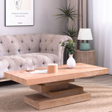 Modern Rustic Coffee Table, Rectangular Center Table For Living Room - Natural Wood Wash / Rustic