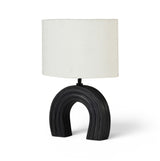 Lithos - Genuine Marble Base And Linen Textured Fabric Shade Table Lamp