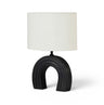 Lithos - Genuine Marble Base And Linen Textured Fabric Shade Table Lamp