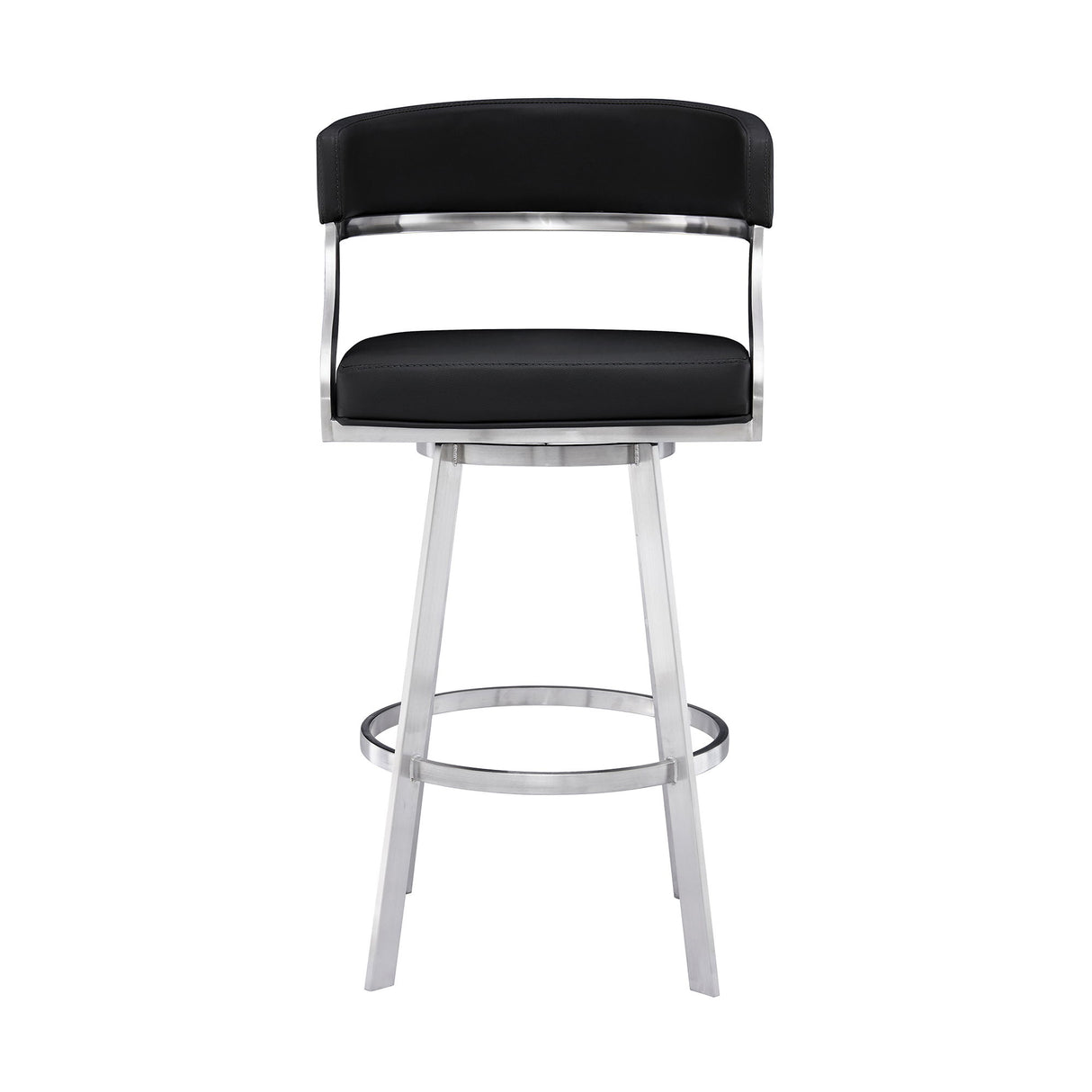 Dione - Swivel Faux Leather And Brushed Stainless Steel Bar Stool