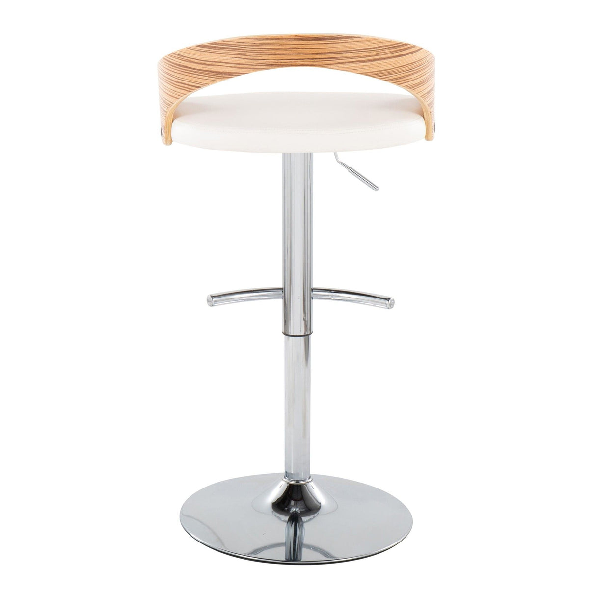 Grotto - Adjustable Barstool - Chrome Metal, Zebra Wood