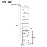 Tall Storage Cabinet With 3 Drawers And Adjustable Shelves For Bathroom
