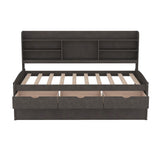 Captain Bed With Built In Bookshelves, 3 Storage Drawers, And Trundle