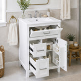 Modern Bathroom Vanity With Sink, Flip Drawer & 2 Drawers, Soft Close Hinges, Adjustable Shelf