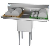 45 in. One Compartment Stainless Steel Commercial Sink with Drainboards, Bowl Size 15"x 15"x 12" SA151512-15B3.