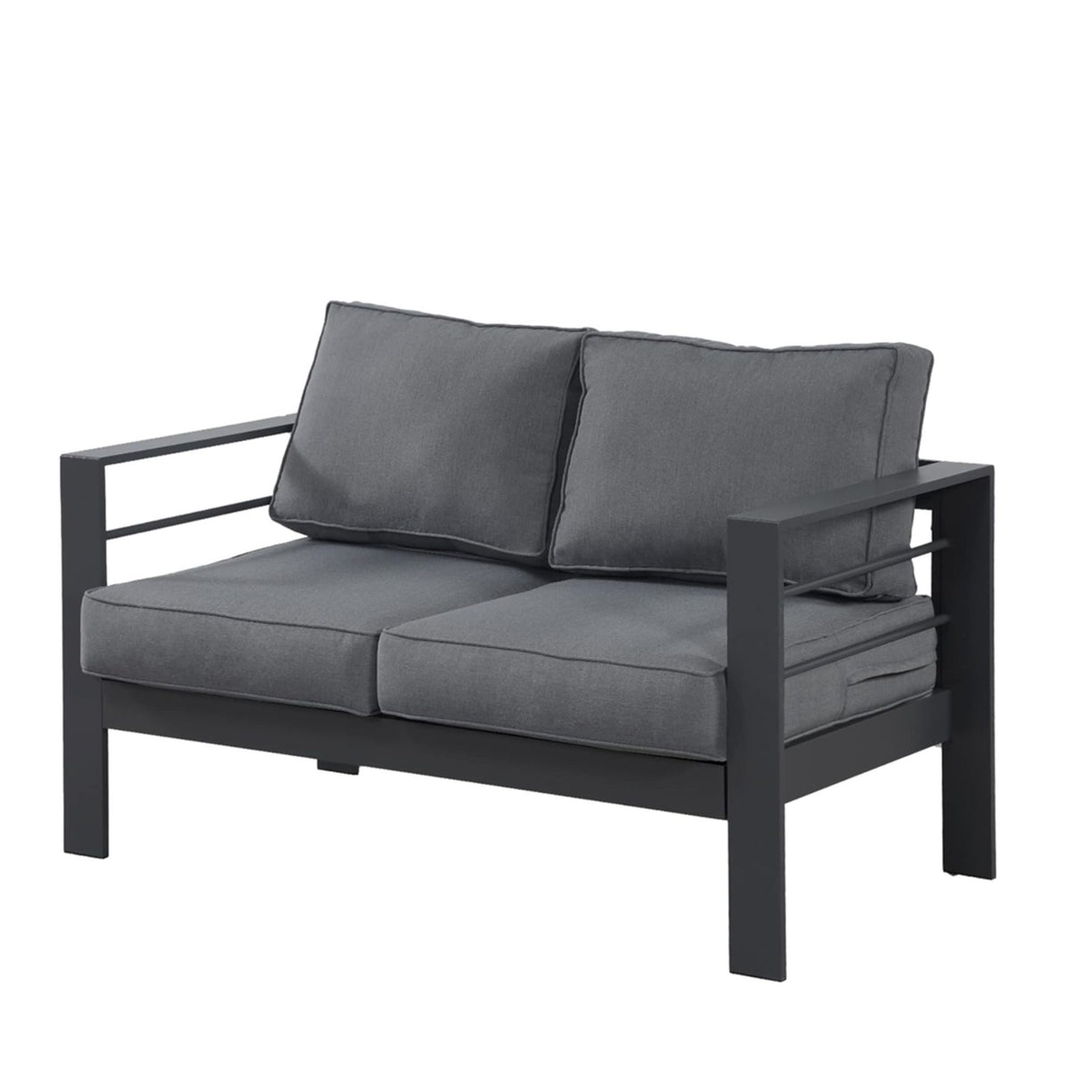 All Weather Patio Loveseat With Thick Cushions - Gray / Gray