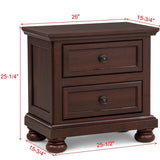 1 Piece Nightstand, 2 Drawer Storage Bedroom Furniture - Brown / Cherry