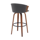Diana - Swivel Walnut Wood Faux Leather Counter Stool