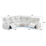 Electra - Power Recliner Sectional Sofa With Power Headrests, Console Loveseats, Wedge, LED Light Strip, Speakers