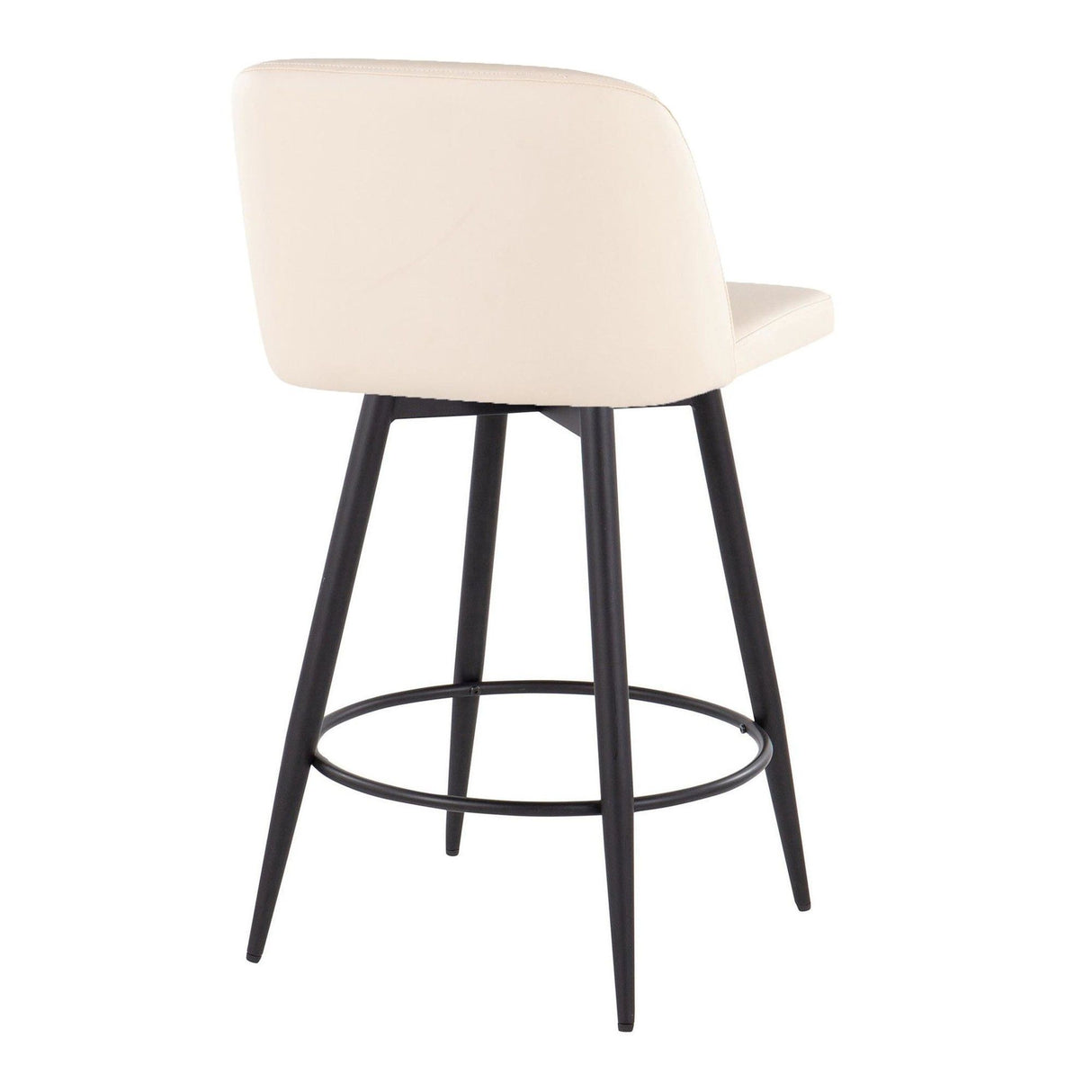 Toriano - 26" Fixed-Height Faux Leather Counter Stool (Set of 2) - Black Round Base