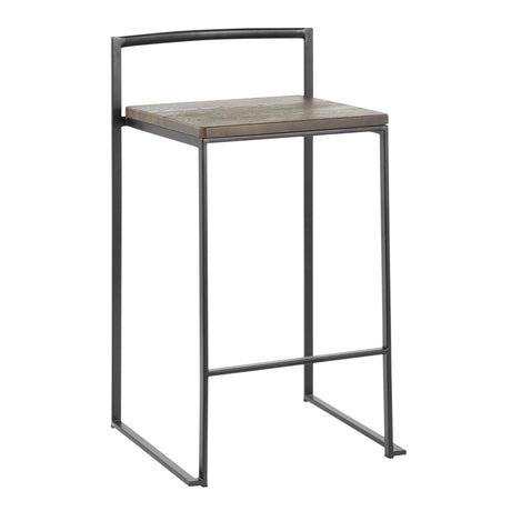 Fuji - Stackable Counter Stool With Cushion - Black Metal