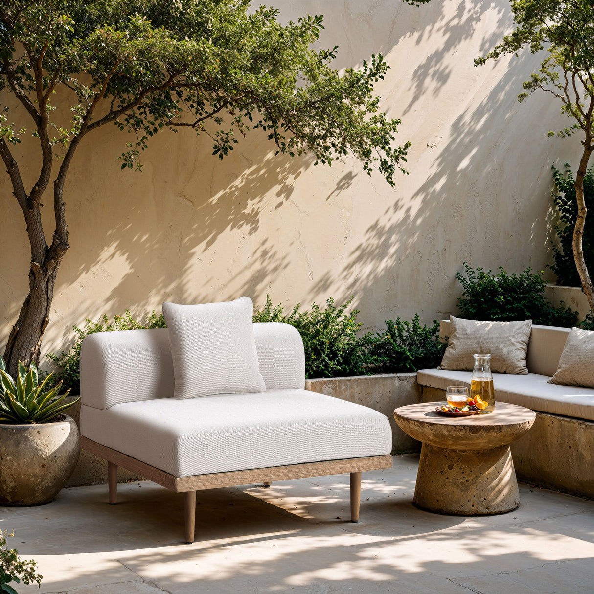 Laguna - Resilient Water Resistant Fabric Upholstered Outdoor Patio Modular Armless Chair