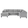 U Shaped Sectional Sofa, Corner Living Room Couch With Built In Cup Holders, Storage, USB Ports