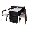 Retro Kitchen Island Set With Chairs, Extendable & Rotating Table, 4 Drawers & Door Cabinets