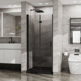 Bifold Frameless Glass Shower Door With Pivot Swing Panel, Tempered Clear Glass