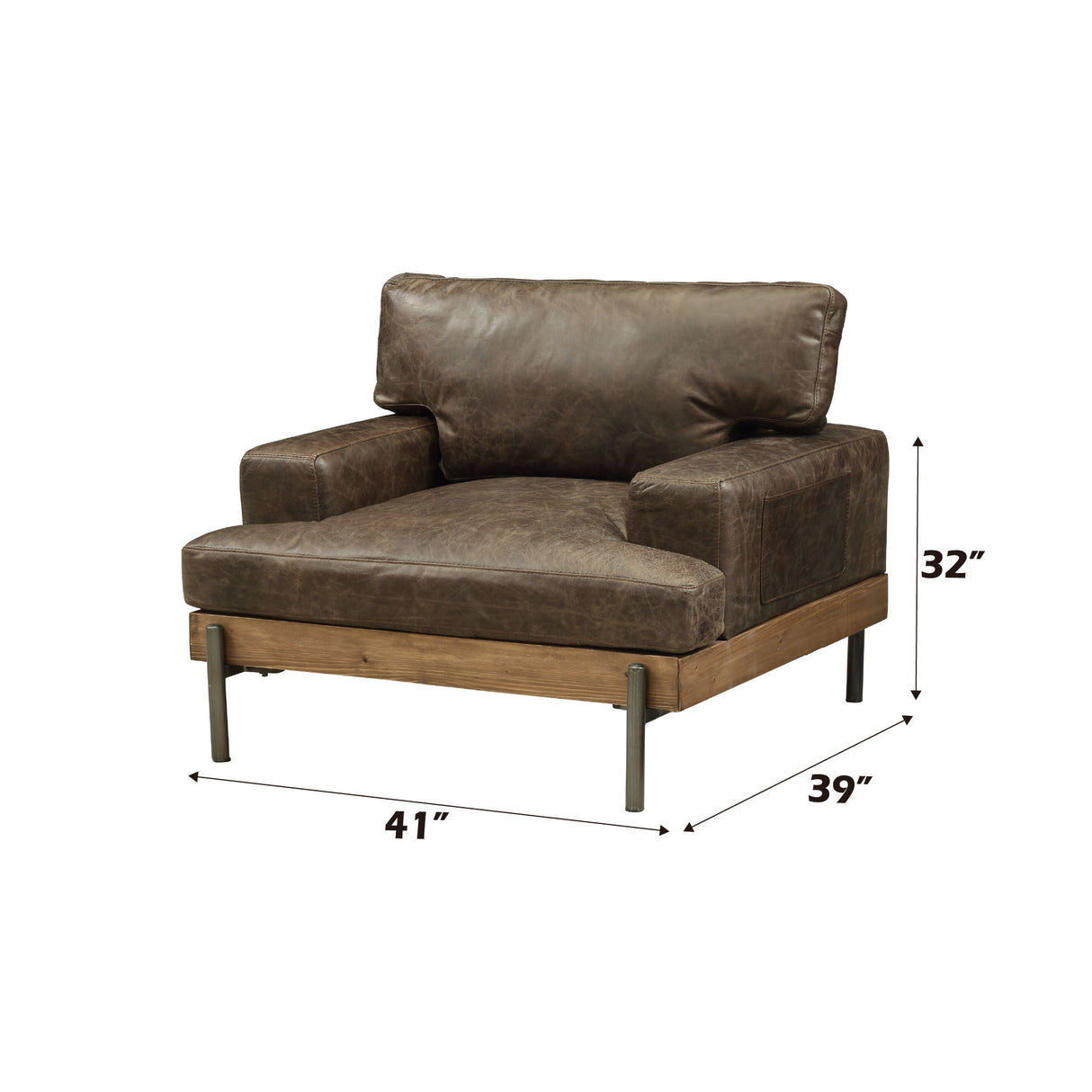 Silchester - Chair - Distress Chocolate Top Grain Leather & Oak