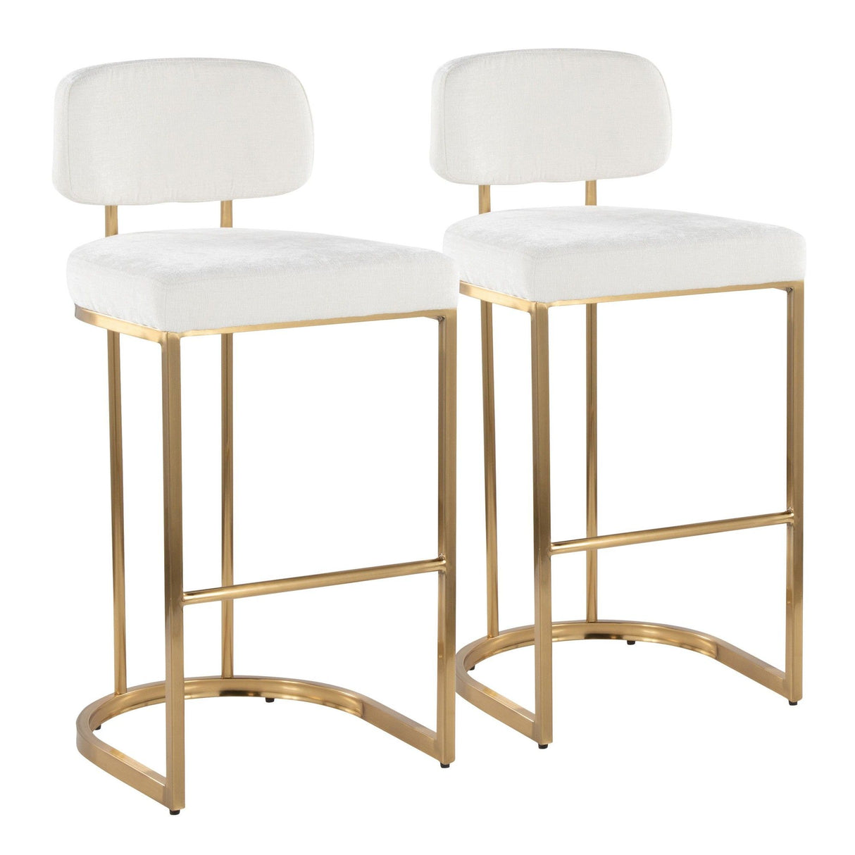 Demi - Fixed-Height Barstool (Set of 2) - Gold Metal Base
