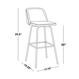 Toriano - Fixed-Height Barstool (Set of 2) - Black Metal, Cream Faux Leather, Gold Metal