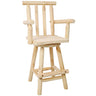 Rustic Bar Stool, Fir Wood Construction, Wide Armrest